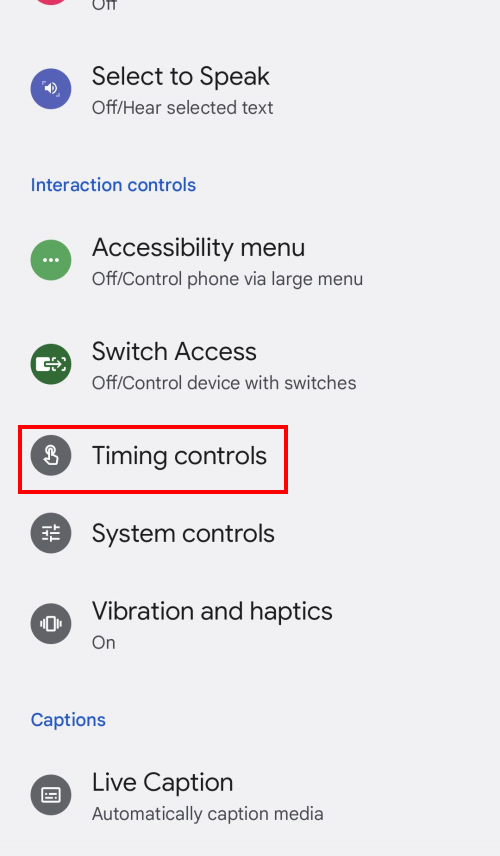 Tap Timing controls